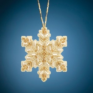 Mill Hill Beaded Holiday, Golden Snowflake MH21-2012 Christmas Ornament Counted Cross Stitch Kit