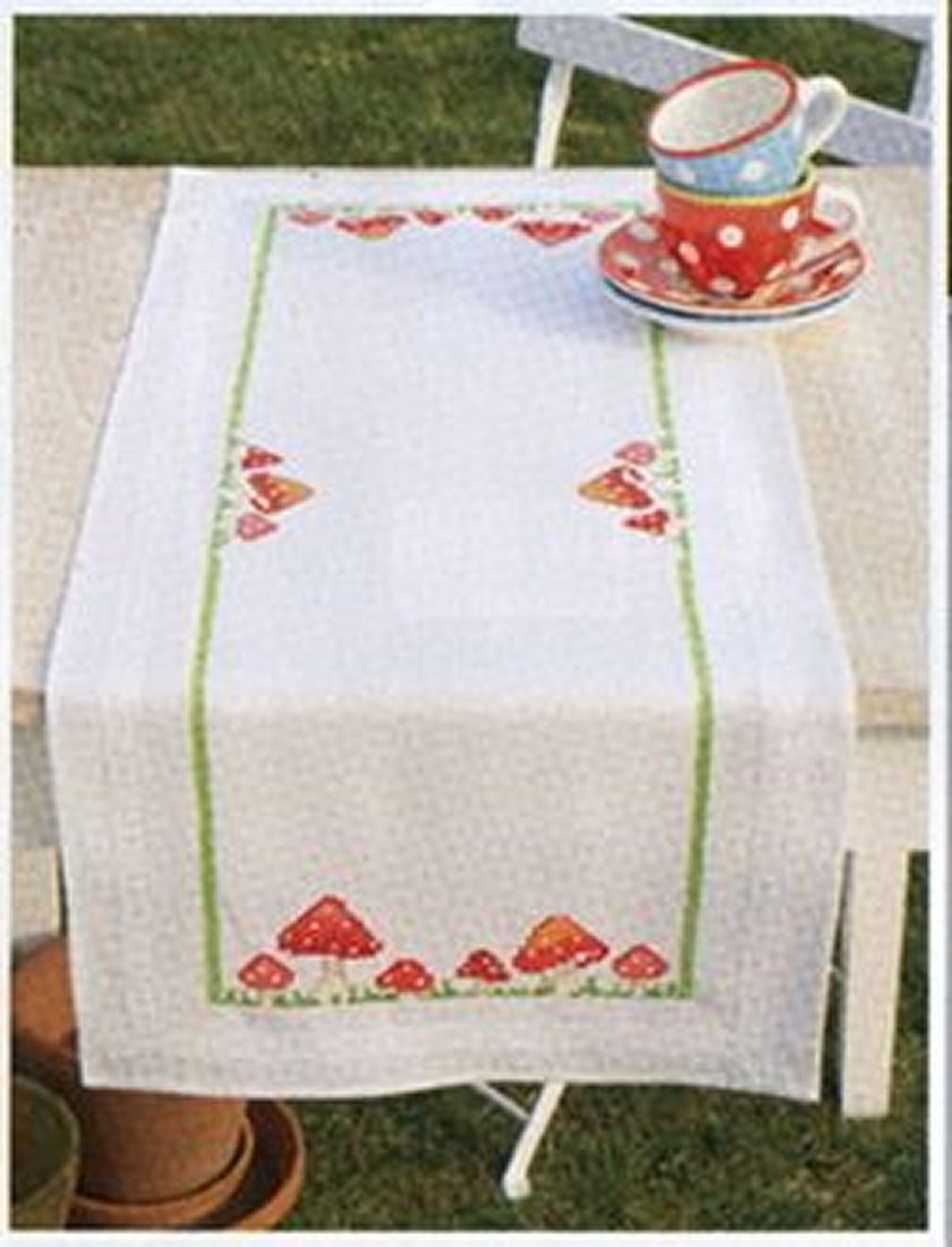Vervaco - Toadstools Table Runner Stamped for Cross Stitch Kit, 16" X ...