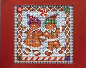 Mill Hill Buttons & Beads Ginger Friends MH14-4301, Christmas Counted Cross Stitch Kit with JABC Button