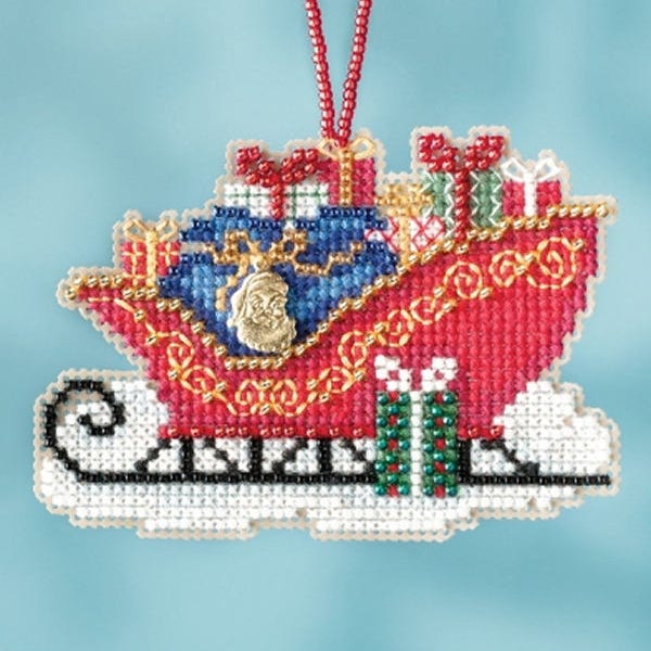 Mill Hill Sleigh Ride Charmed Ornaments, Traditional Sleigh MH16-1736 Christmas Ornament Counted Cross Stitch Kit