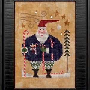 Heart In Hand Wee Santa 2020 Christmas Cross Stitch Pattern with Charms