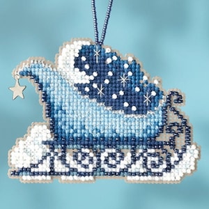 Mill Hill Sleigh Ride Charmed Ornaments, Celestial Sleigh MH16-1731 Christmas Ornament Counted Cross Stitch Kit