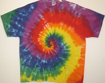 Adult Size Small-XL Classic Rainbow Spiral Tie-Dye T-Shirt