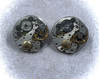 EK Original - Steampunk Jeweled Watch Earrings - EK Original - Miniature Dimensional Steampunk Art