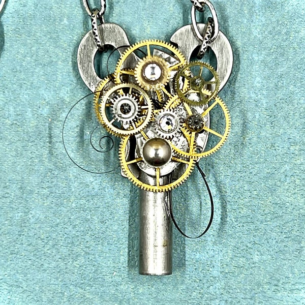 Steampunk Jewelry, Necklace, “The Key To The Past” Clock Key Necklace, Watch Part Necklace, EK Creations Original