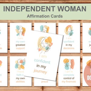 56 tarjetas de afirmación de mujer independiente para imprimir / PDF y JPG / Tarjetas de empoderamiento y aumento de confianza / Regalo de cuidado personal / Tarjetas de mentalidad positiva