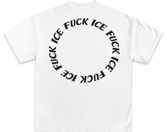 Camiseta blanca unisex FUCK ICE, estilo urbano, holgada, estilo Los Ángeles