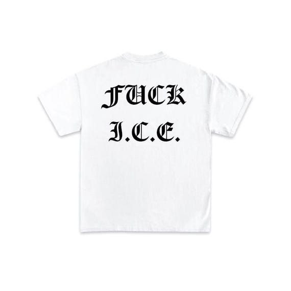 FUCK ICE Old English White T-shirt Streetwear Unisex Loose Fit Los