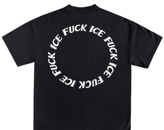 Camiseta negra unisex FUCK ICE, estilo urbano, holgada, estilo Los Ángeles