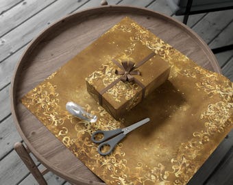 Elegant Gold Christmas Wrap Paper, Holiday Gift Wrap Roll, Shiny Gold Wrapping Paper, Festive Gift Packaging, Metallic Gold Wrap