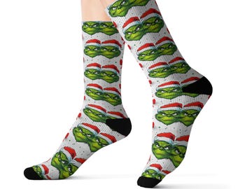 Christmas Sublimation Socks - Grinch Design