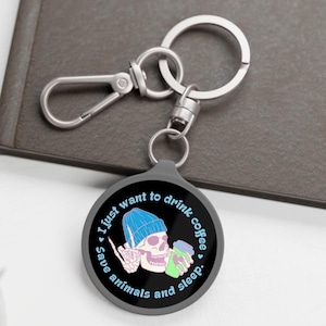 Funny Coffee Lover Keychain: Vet Tech Gift, Animal Paw Print Tag