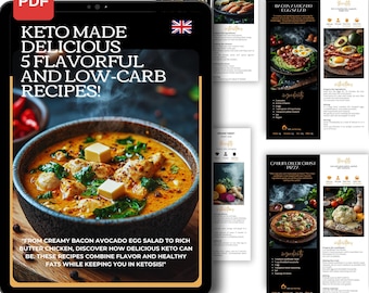 KETO ESSENTIALS | 5 Low-Carb Base Recipes | Recipe Cards | Keto Diet Plan | Low-Carb Recipes | Keto Recipes | Instant Download