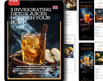 DETOX & WELLNESS | 5 Soothing Drinks | Digital Recipe Card | Instant Download | Detox Guide | Weight Loss Drinks | Cleanse