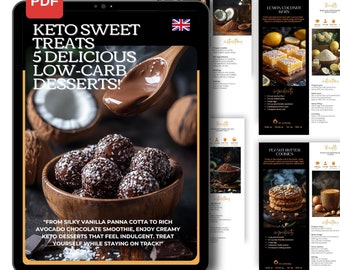KETO SWEET TREATS |  5 Creamy Dessert Recipes | Recipe Cards | Keto Diet Plan | Low-Carb Recipes | Keto Recipes | Instant Download