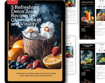 ENTGIFTUNG & WOHLBEFINDEN | 5 erfrischende Rezepte | Wellness-Detox | Rezeptkarten | Detox-Saft | Sofortdownload | Entgiftungsprogramm