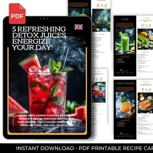 DÉTOX REVITALISANTE | 5 Jus Énergisants | Détox Bien-Être | Fiches Recettes | Jus Détox | Téléchargement Immédiat | Détox Programme