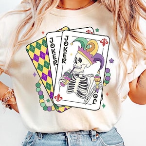 Mardi Gras PNG, Maglietta Mardi Gras, Retro Mardi Gras PNG, Louisiana png, Mardi Gras Skeleton Joker PNG, Carta da gioco, Design a sublimazione