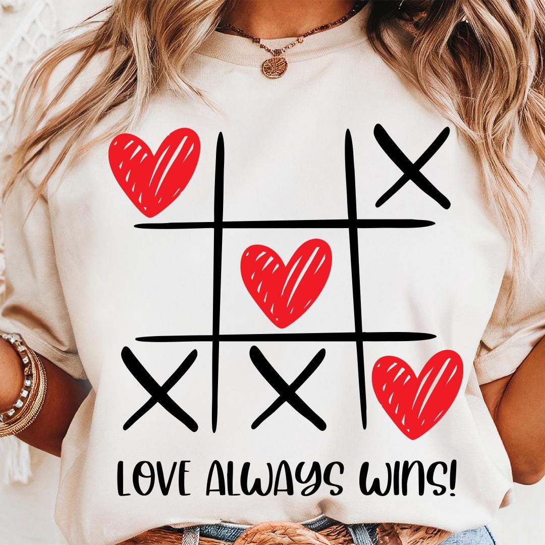 Valentine’s Day Tic Tac Toe Love SVG and PNG | Love Always Wins PNG for ...