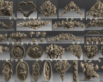 40 Rose Patterns of 3D STL Models: CNC Router, Engraver, 3D Printer