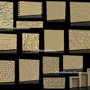 15 stks 3D STL Modellen van Bricks & Stones Texturen voor CNC Router Graveur Carving Machine 3D-printer Artcam Aspire Fusion3D