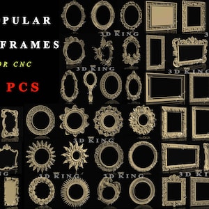 63 peças de modelos 3D STL das molduras decorativas mais populares para roteador CNC, gravador, máquina de escultura, impressora 3D Artcam, Aspire, Fusion
