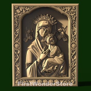 Modelo 3D STL de Santa Maria Ortodoxa e Jesus 2 para roteador CNC, gravador, entalhe, máquina, impressora 3D, Artcam, Aspire, Fusion3D