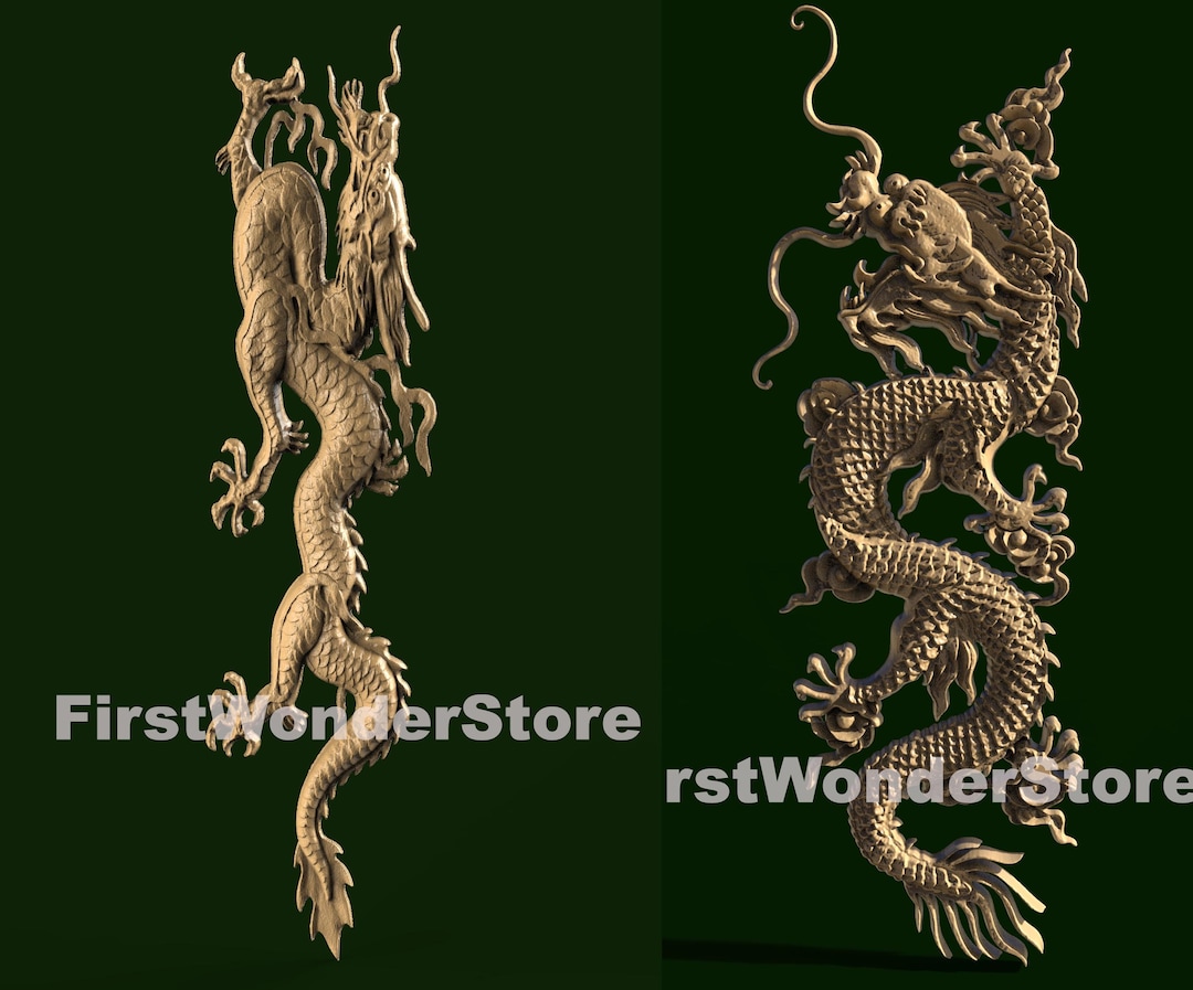 Chinese Dragons 3D STL Model for CNC Router, Engraver, 3D Printer - Etsy