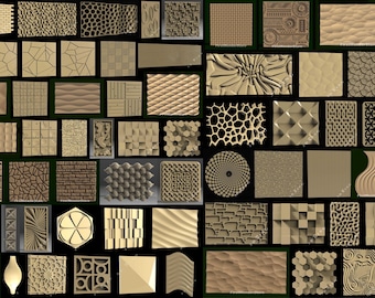 60+ 3D Texture STL Models Flat Backside for CNC Router & 3D Printer