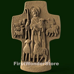 3D STL Modell des Guten Hirten für CNC-Fräser, Engraver, Carving, Maschine, 3D-Drucker, Artcam, Aspire, Fusion3D