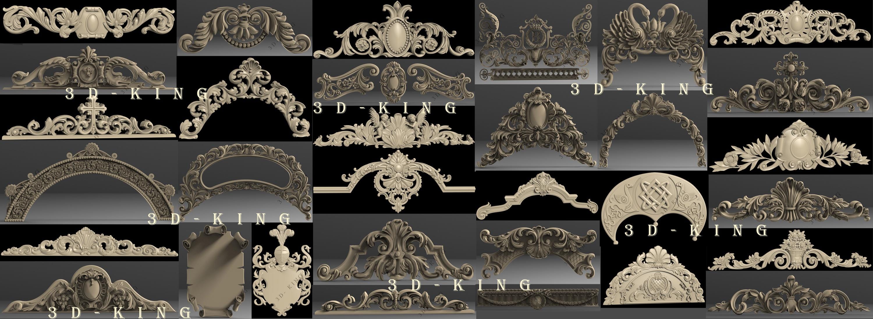 【3Dアート】KOMPOSITION 607 285+ Pcs 3D STL Models of Interior Tops & Cartouches for CNC