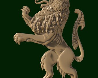 Angry Lion 3D STL Model Flat Backside for CNC Router, Engraver, Carving, 3D Printer