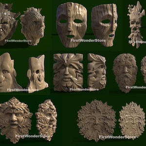 8 Stück 3D STL Modelle von verschiedenen Bäumen & Waldmasken für CNC Fräser, Engraver, Carving Machine, 3D Drucker, Artcam, Aspire, Fusion3D