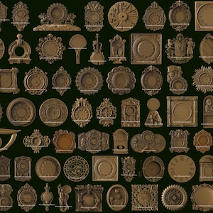 68 st. 3D STL-modeller av dekorativa mönster, klockor, tema för CNC-rutter, snidning, 3D-skrivare, Aspire V Carve Artcam