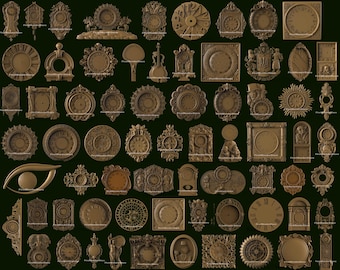 68 Pcs 3D STL Models of Decorative Pattern Watches Clocks Theme for CNC Router Carving 3D Printer Aspire V Carve Artcam
