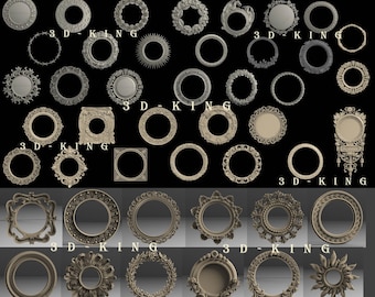 Circle Frames 3D STL Models for CNC Router (68 Pcs)