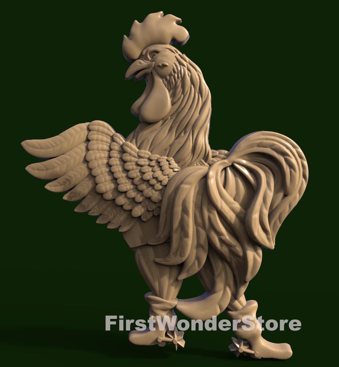 3D Rooster STL Model for CNC Router, Engraver, 3D Printer - Etsy
