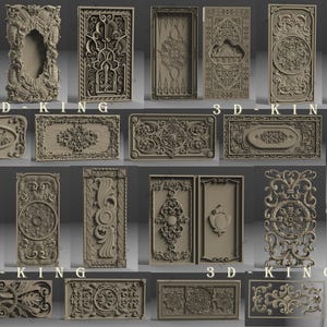 21 peças de modelos 3D STL de padrões e temas de decoração de gamão para roteador CNC, gravador, máquina de escultura, impressora 3D Artcam, Aspire, Fusion