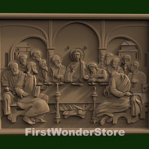 3D STL Model of The Last Supper 8 Modern Style for CNC Router, Engraver, Carving, Machine, 3D Printer, Artcam, Aspire, Fusion3D