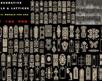 120 Pcs Decorative Lattices 3D STL Models for CNC Router