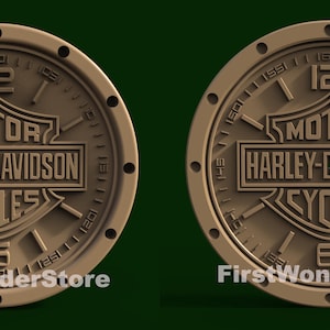 2 peças modelos 3D STL de relógios de parede circulares Harley Davidson para roteador CNC, gravador, máquina de escultura, impressora 3D Artcam Aspire Fusion3D