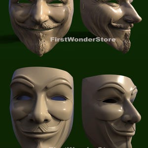 2 Stück 3D Modelle der Masquerade Vendetta Masken für CNC Fräser, Engraver, Schnitzmaschine, 3D Drucker, Artcam, Aspire, Fusion3D