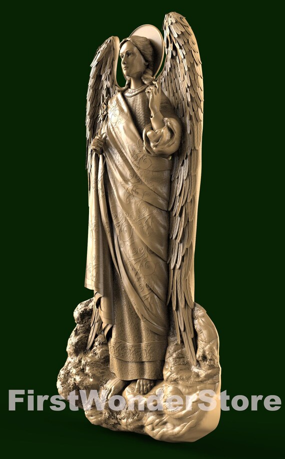 Archangel Gabriel 3D STL Model Flat Backside for CNC Router