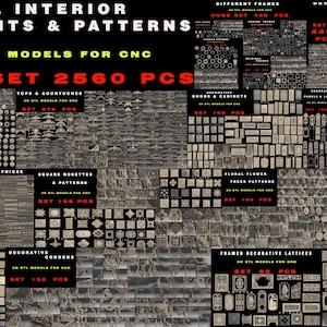 Mais de 2.600 modelos 3D STL de decorações de interiores e molduras para máquinas de gravação, roteadores CNC, impressoras 3D Artcam Aspire Fusion3D