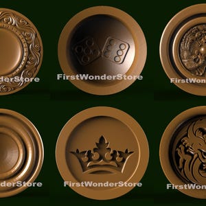 Set di 6 modelli STL 3D per scacchi del backgammon per stampante 3D con router CNC