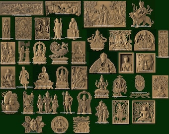 41 Pcs 3D STL Models God of Asian India Theme for CNC Router, Engraver, Carving Machine, 3D Printer