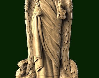 Archangel Gabriel 3D STL Model Flat Backside for CNC Router Carving 3D Printer