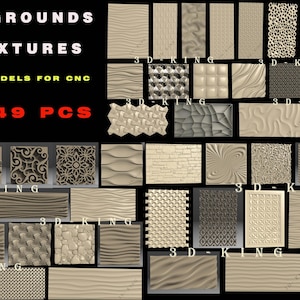 49 stuks 3D STL-modellen van achtergronden en texturen voor CNC-router Graveur Carving Machine 3D-printer Artcam Aspire Fusion3D