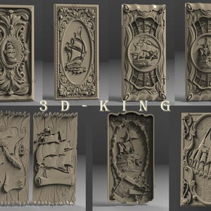 7 peças 3D STL modelos de gamão tema mar e navio para roteador CNC, gravador, máquina de escultura, impressora 3D Artcam, Aspire, Fusion