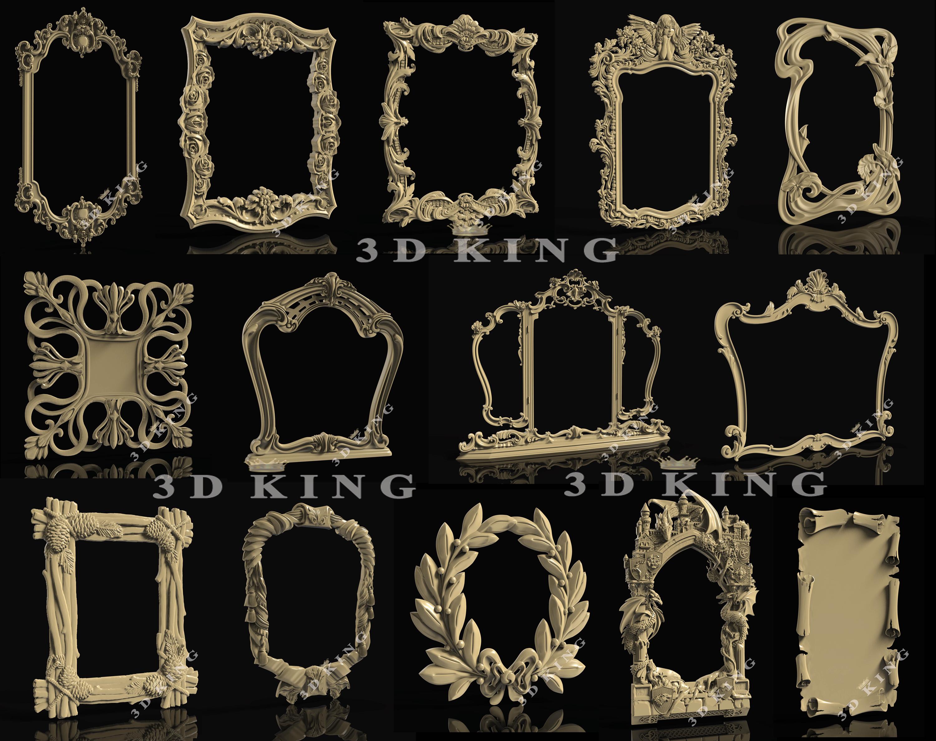 63 Pcs Decorative Frames 3D STL Models for CNC Router - Etsy